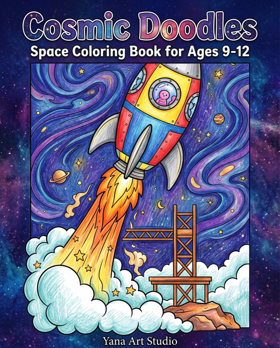 Cosmic Doodles — a real 8″ × 10″ book made in the app