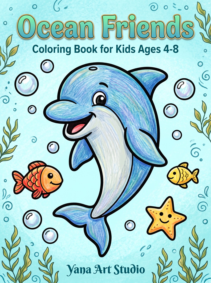 Ocean Friends — a real 8.5″ × 11″ book made in the app